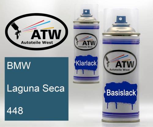 BMW, Laguna Seca, 448: 400ml Sprühdose + 400ml Klarlack - Set, von ATW Autoteile West.